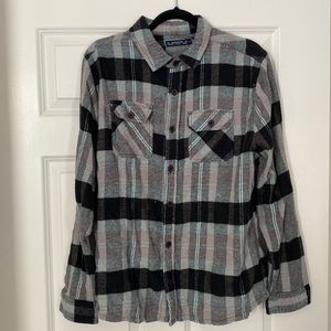 Black, Gray, and Light Blue Men’s Flannel